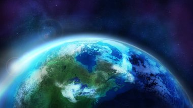 Dünya üzerinde şafak söküyor. Globe 'un yarısının.