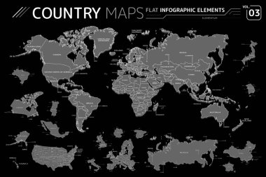 Amerika, Asya, Afrika, Avrupa, Avustralya, Okyanusya, Kanada, Usa, Meksika, Japonya, Rusya, Çin, Brezilya, Vektör Haritaları