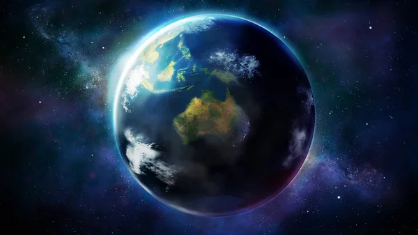 Pământul realist din spațiu care arată Asia, Australia și Oceania — Fotografie, imagine de stoc