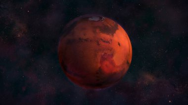 Syrtis Major manzaralı uzaydan Mars gezegeni