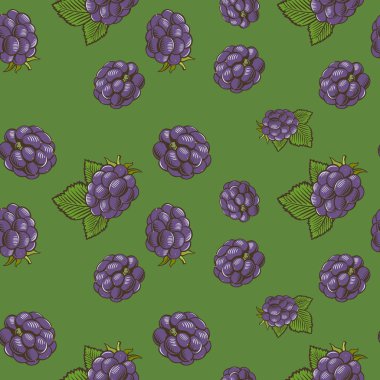 Böğürtlenli pürüzsüz kalıp yeşil arka planda, klasik tarzda.