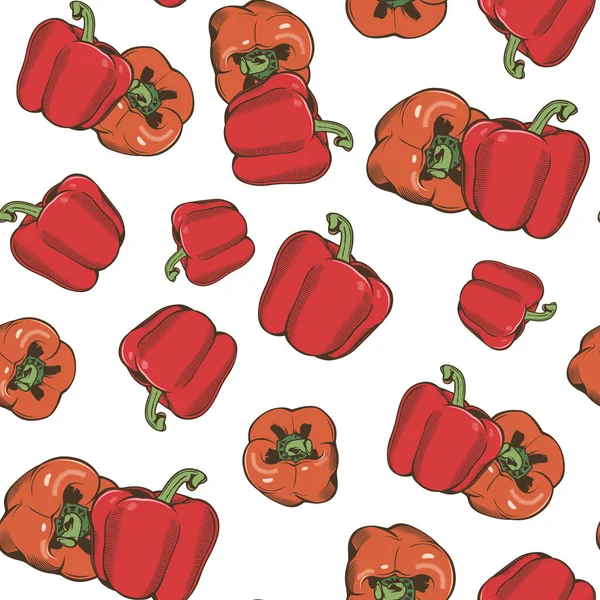 Färgade sömlösa mönster med röd paprika i vintage stil — Stock vektor