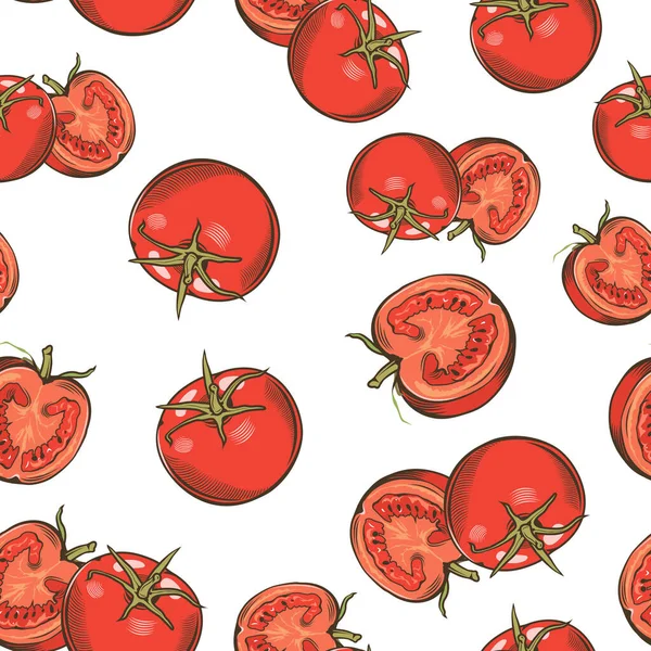 Färgat sömlöst mönster med tomater i vintage stil — Stock vektor