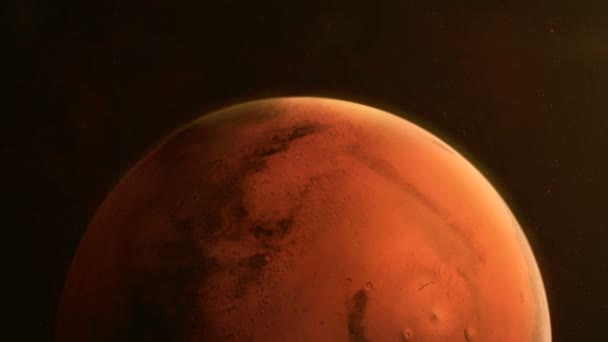 Вращающееся полушарие планеты Марс вблизи — стоковое видео