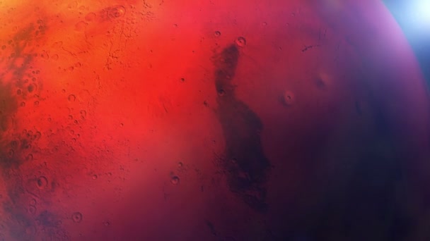 Φανταστικός Άρης περιστρεφόμενος κόκκινος πλανήτης κοντά — Αρχείο Βίντεο