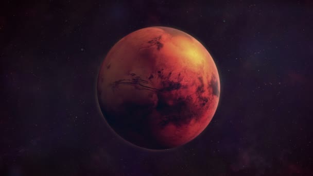 Планета Марс во тьме космоса — стоковое видео