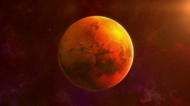Rotation en boucle de la planète Mars avec l'espace en arrière-plan .