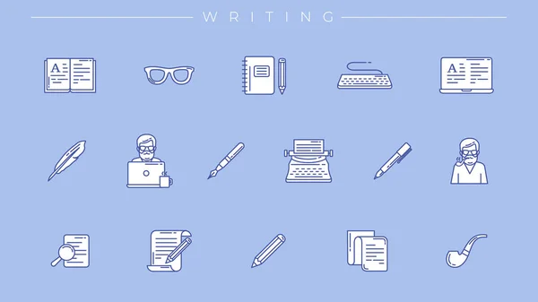 Writing concept line style vector icons set — Stock Vector
