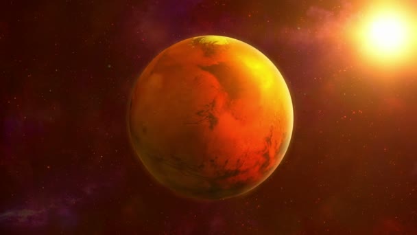 Planète rouge Mars tournant dans l'espace, boucle . — Video