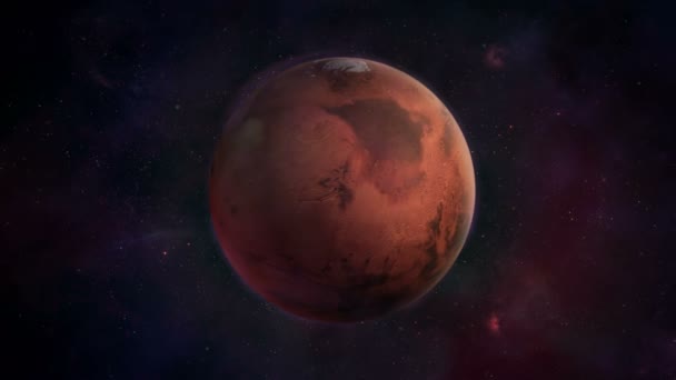 Planète rouge Mars dans l'espace bleu foncé — Video