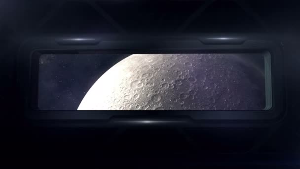 Vesmírná loď létá na oběžné dráze Měsíce. — Stock video