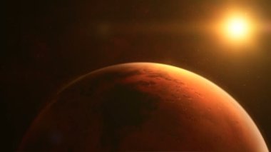 Mars gezegeninin güneşli yüzeyine yaklaşıyoruz.