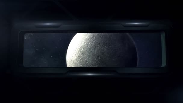 Vista da nave espacial para a lua . — Vídeo de Stock