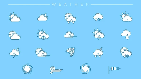 Set di icone vettoriali in stile linea di concetto meteo — Vettoriale Stock