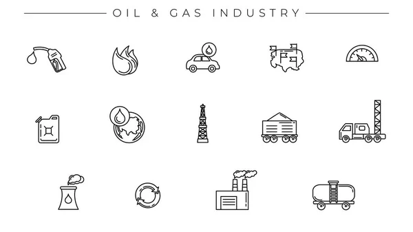 Öl- und Gasindustrie Konzept Linie Stil-Vektor-Symbole gesetzt — Stockvektor