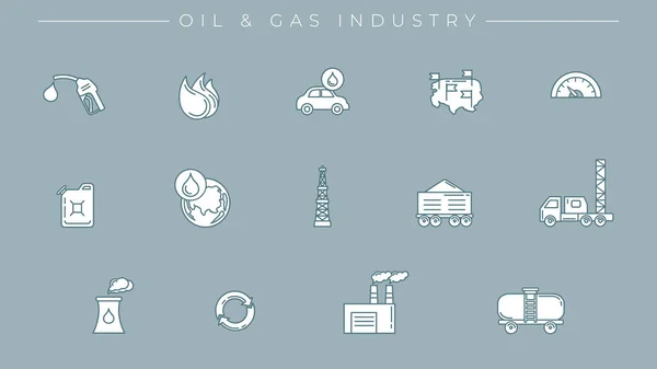 Öl- und Gasindustrie Konzept Linie Stil-Vektor-Symbole gesetzt — Stockvektor