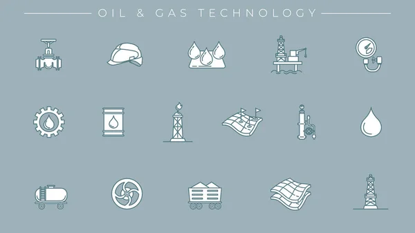 Набор векторных значков типа "Нефть и газ" — стоковый вектор