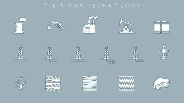 Набор векторных значков типа "Нефть и газ" — стоковый вектор