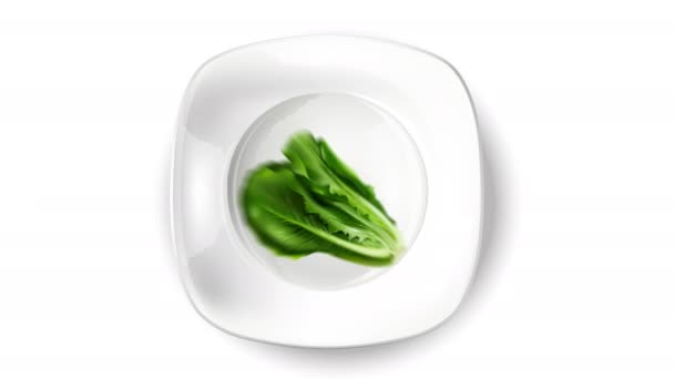 Composición de verduras frescas en un plato blanco. — Vídeo de stock