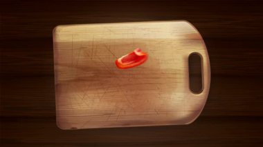 Biber, mantar, domates ve yaprakların animasyonu.