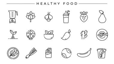 Sağlıklı Gıda konsepti tarzı simgeleri ayarlandı.