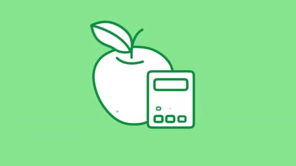 Calorie Calculator lijn pictogram op de Alpha Channel — Stockvideo