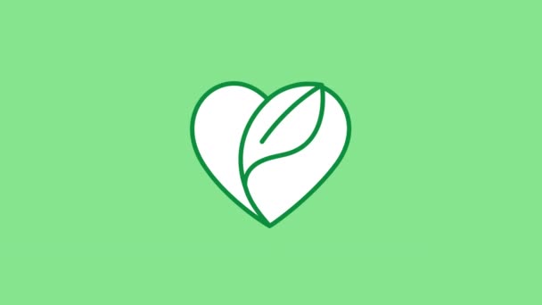 Icona della linea Heart Leaf sul canale Alpha — Video Stock