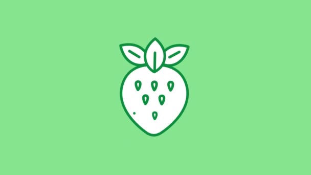 Icono de línea de fresa en el canal alfa — Vídeos de Stock