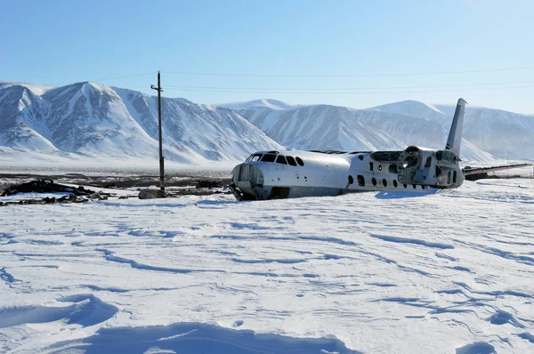 Сломанной Літака Горах Чукотки — стокове фото