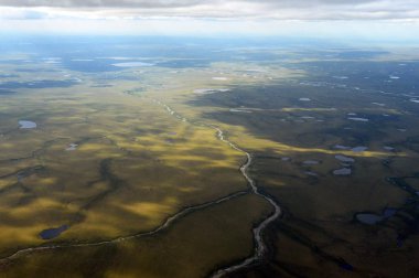 Yüksek bir yerden Chukchi Tundra manzarası