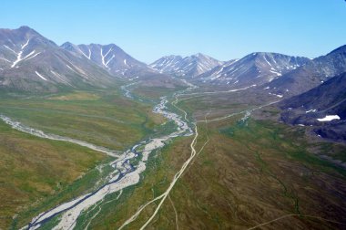 Chukotka mountains near the village of Egvekinot, a view from above clipart
