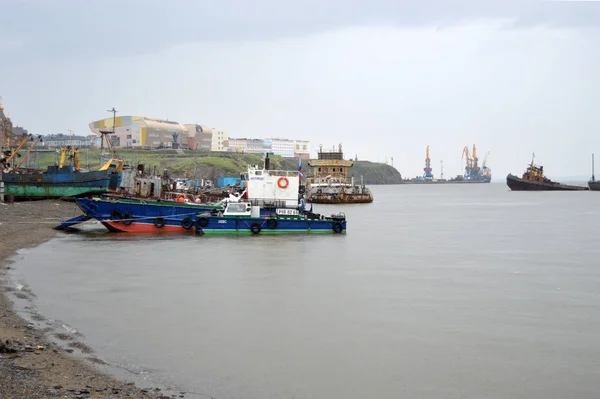 Anadyr Rusland Juli 2019 Boten Boten Pier Van Stad Anadyr — Stockfoto