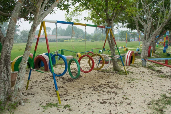 School playground made by rubber tire in Thailand — Stock Photo, Image