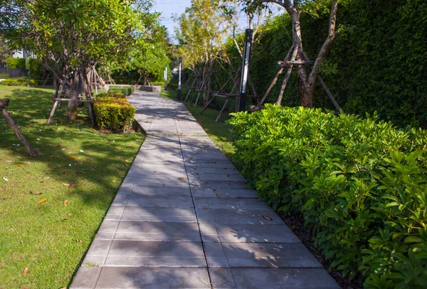 Pasarela de piedra en jardín verde en Tailandia — Foto de Stock