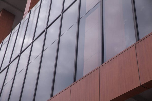 Glass wall in the modern office building