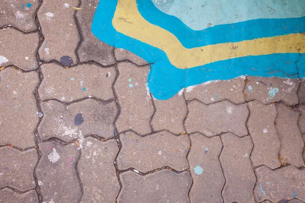 Quadrado pintado em tijolo verme na Tailândia — Fotografia de Stock