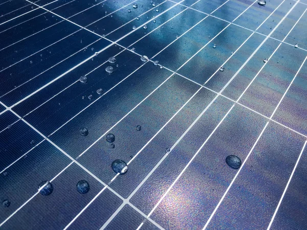 Close-up do painel de células solares com revestimento de nanotecnologia — Fotografia de Stock