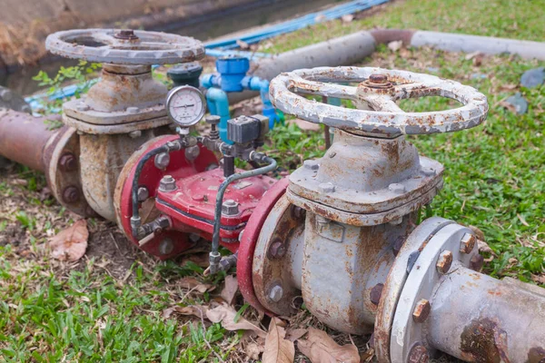 outdoor Old value pipe line system in the park