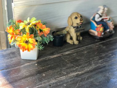 Pencerelerdeki saksıda çiçekler 