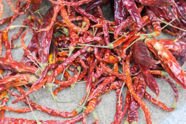 Tayland yemeği için kurutulmuş biber yakın çekim