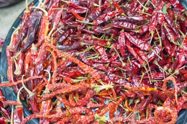 Tayland yemeği için kurutulmuş biber yakın çekim