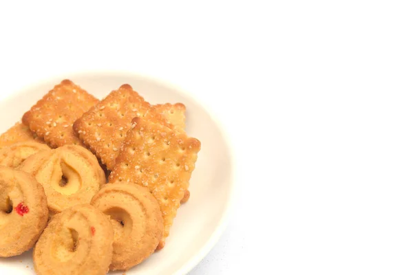 Close up of Cookie cracker isolated on white background — Stock Photo, Image