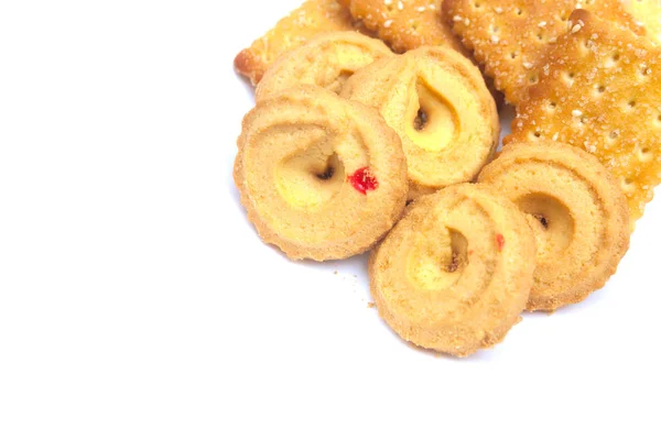 Primo piano di Cookie cracker isolato su sfondo bianco — Foto Stock