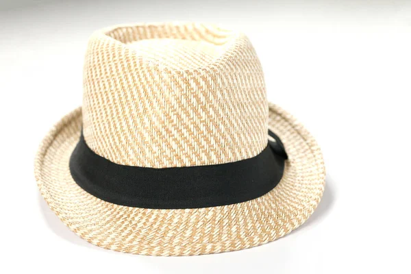 Close-up van Fashion hoed geïsoleerd op witte achtergrond — Stockfoto