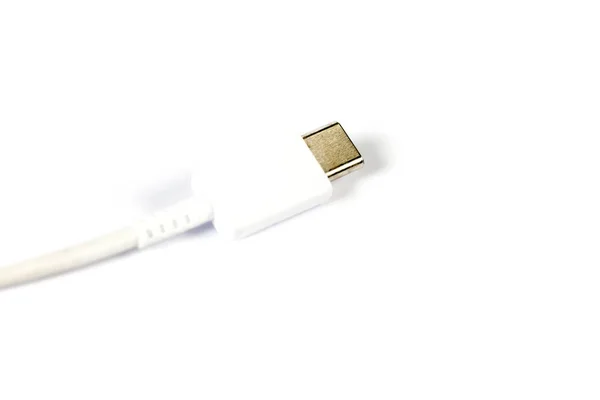 Nahaufnahme von USB-Typ c isoliert auf weiß — Stockfoto
