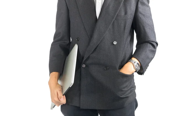 Business man with hand in pocket on white background — 스톡 사진