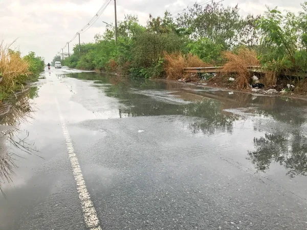 Outdoor Wet road after raining at thailand — 스톡 사진