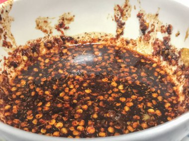 close up Thai style chilli sauce on bowl