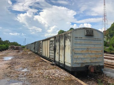 abandoned Old rail freight train in thailand