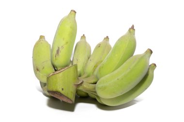 close up Green banana isolated on white background